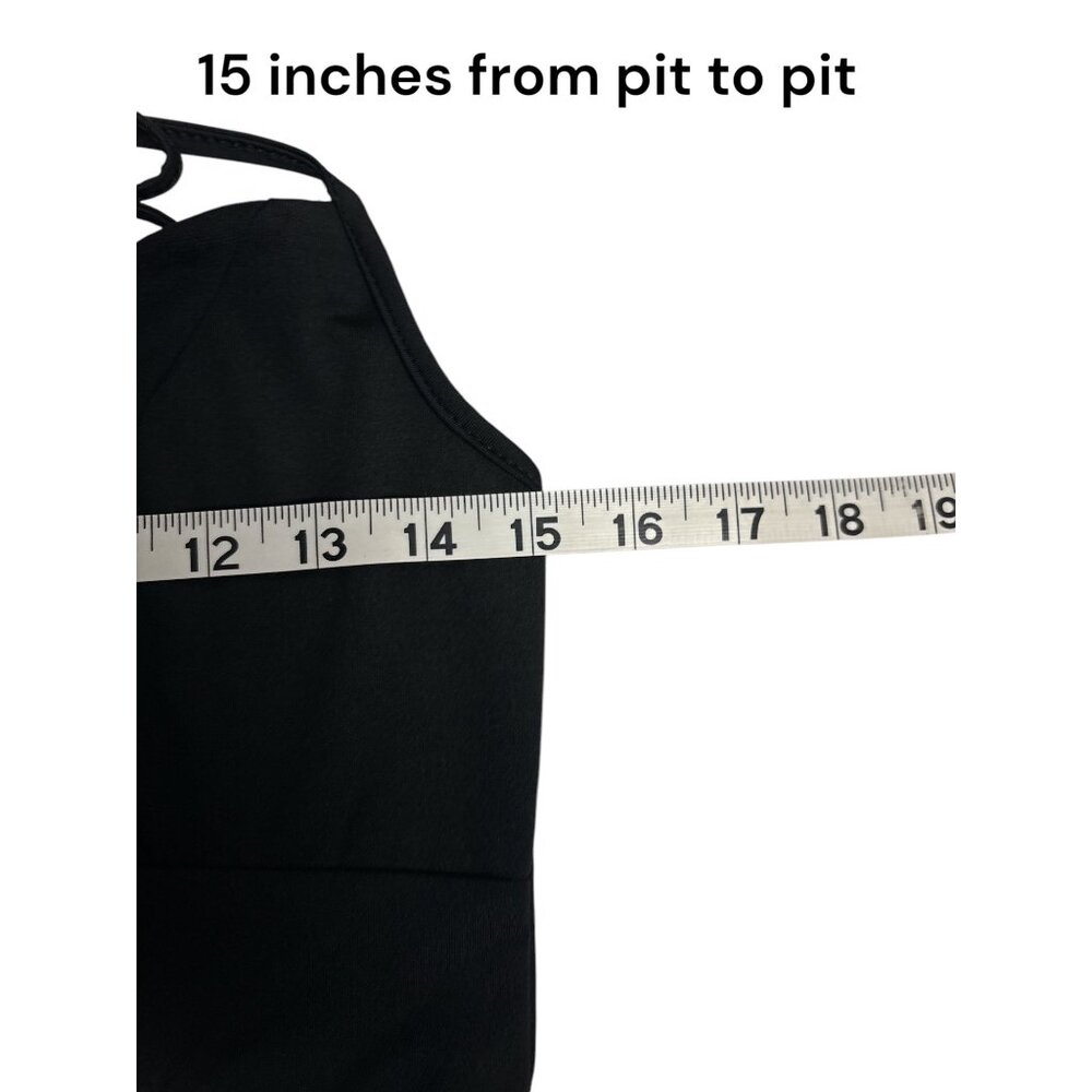 Black Halter Midi Dress With Adjustable Tie Back & Deep V-Neckline 95% Polyester - Picture 6 of 10
